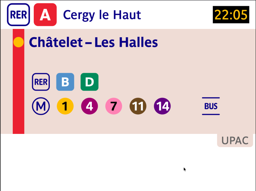 Reproduction d'un écran SIVE du RER A